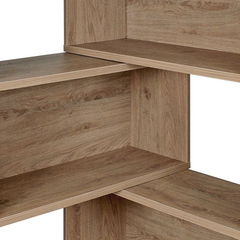 Latitude Run Effect Treble 3-in-1 Convertible Bookcase Adjustable Multi Function Storage, Oak