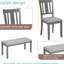 6 tables de salle à manger en bois gris, rectangulaire avec 4 chaises et un banc, pour la maison