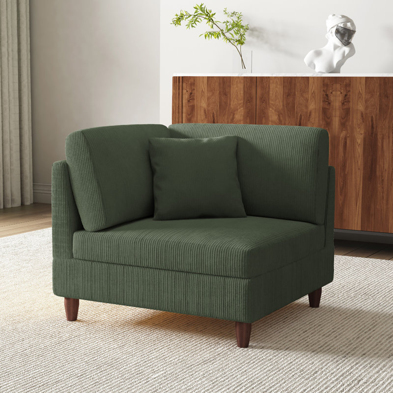 Mordecai 95Cm Wide Side Chair, Green Corduroy