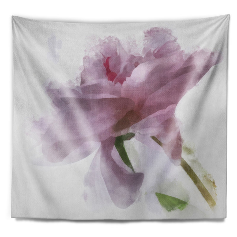 Tapisserie fleur bleu clair avec éclaboussures de peinture, H 32 po x l 39 po