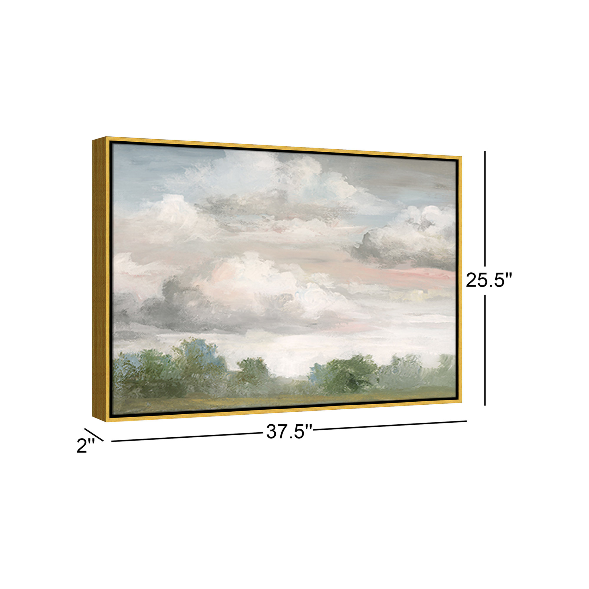 Pastel Morning Sky Framed On Canvas by Nan Print, 25.5" H x 37.5" W x 2" D, Gold Framed
