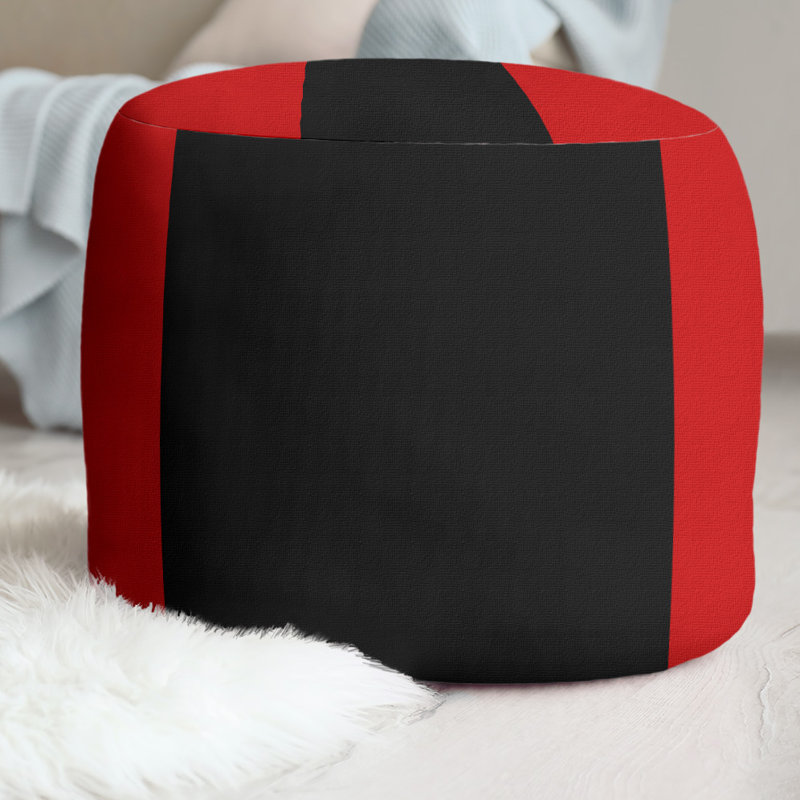 Repose-pieds cubique rond à rayures 20,5", Rouge foncé / noir / rouge foncé