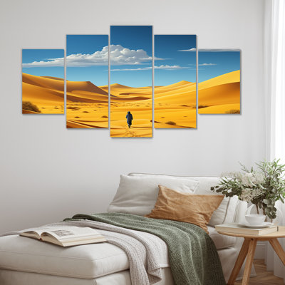 «Walking In The Yellow Azure Desert - Space Landscape», ensemble d'art mural multi-panneaux