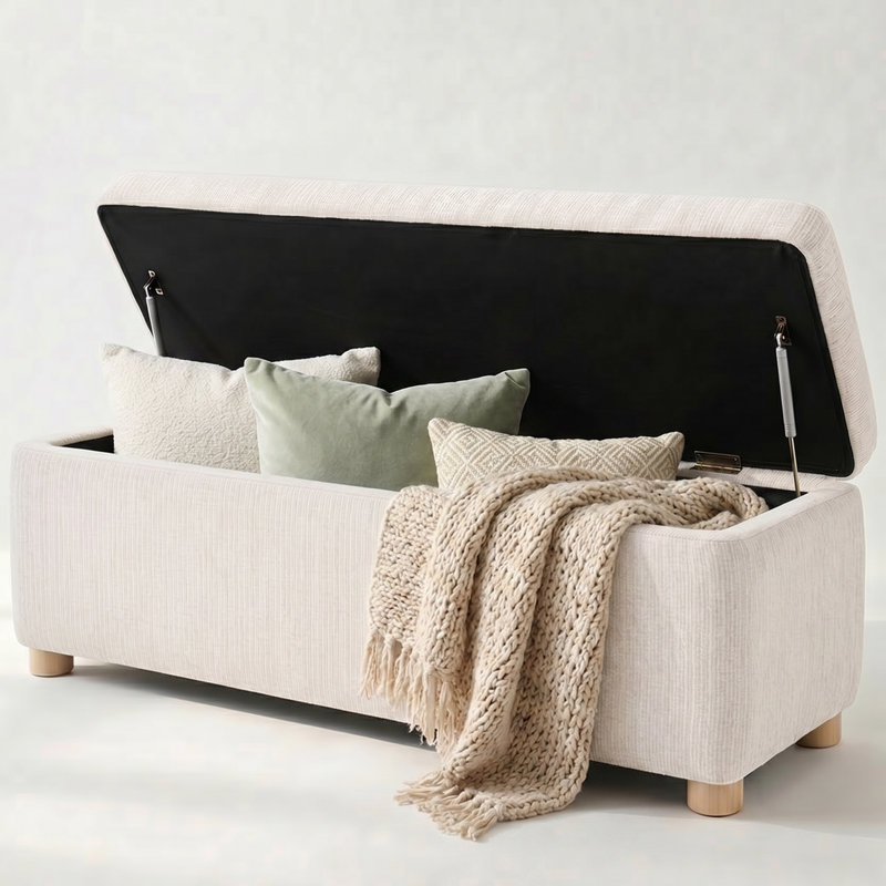 Banc de rangement Ermine, Beige