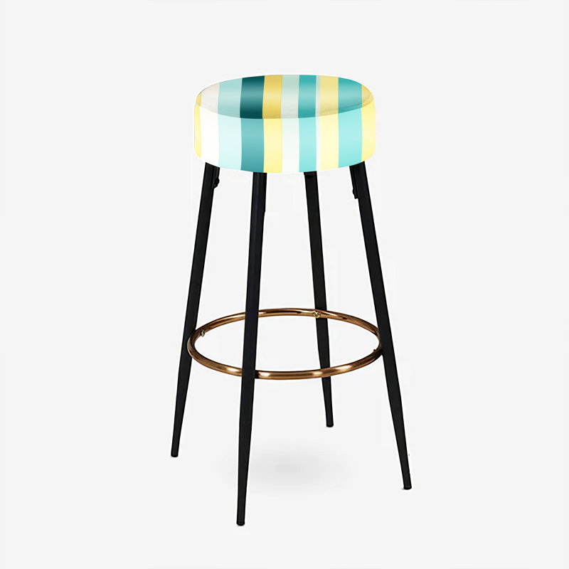 Green And Yellow Stripes Harmony I - Striped Bar Stools Set Of 2