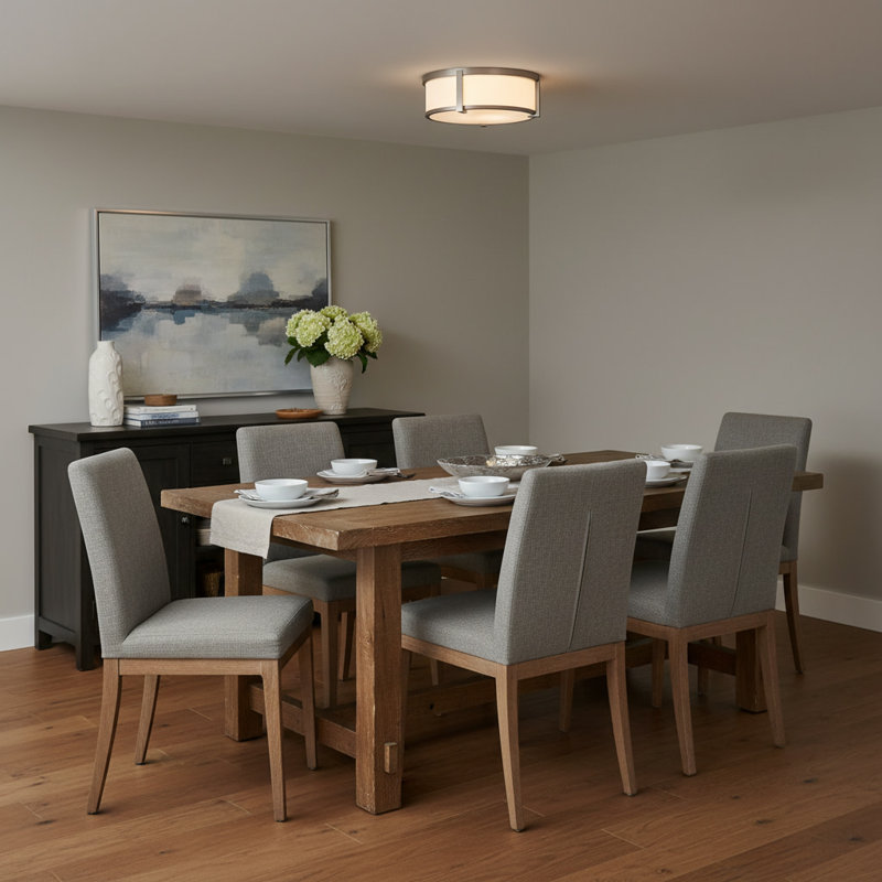 Lowell Modern Flush Mount Ceiling Light, Antique Nickel, 4.75" H x 13.25" W x 13.25" D