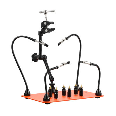 Station de soudure magnétique orange en acier orange avec porte-pistolet à air chaud et 6 porte-cartes