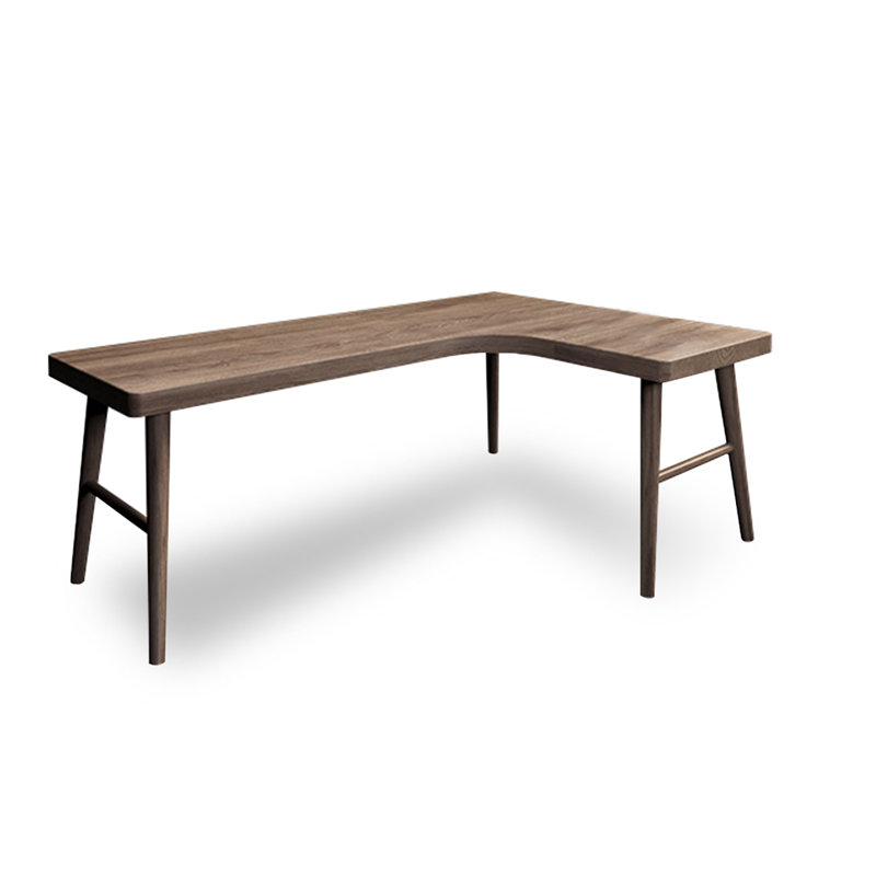 Light-walnut L-Shaped Solid Wood desk, Right Hand Return, 29.53" H x 70.87" W x 39.37" D