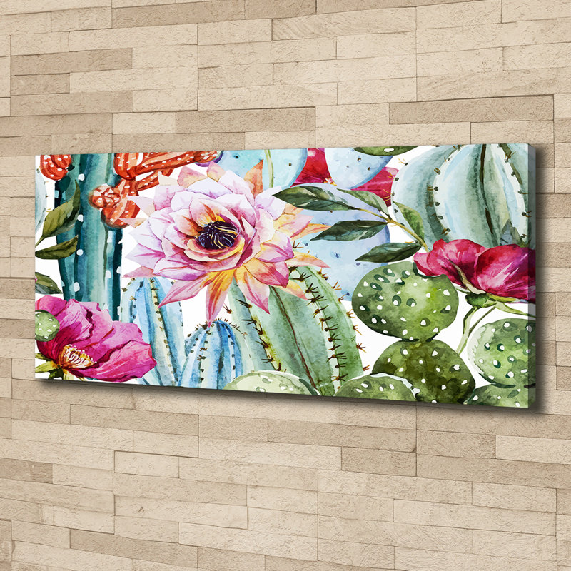 Cactuses And Flowers - Wrapped Canvas Print