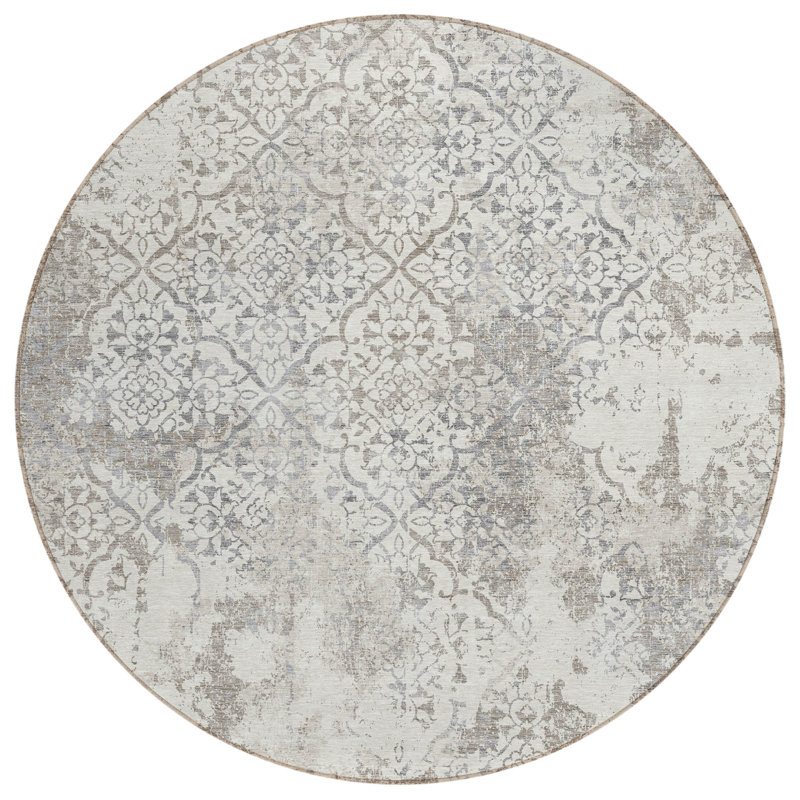 Jelaya Washable Abstract Indoor / Outdoor Rug, Round 8'