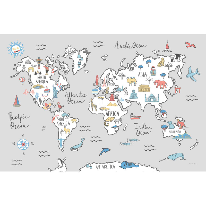 Carte du monde pastel, H 24 po x l 36 po