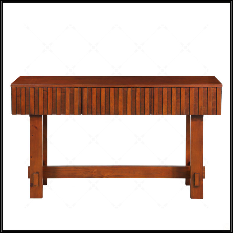 Console cannelée de 52 pouces de style Mid Century Farmhouse avec rangement, pieds en bois massif pour le vestibule et le salon