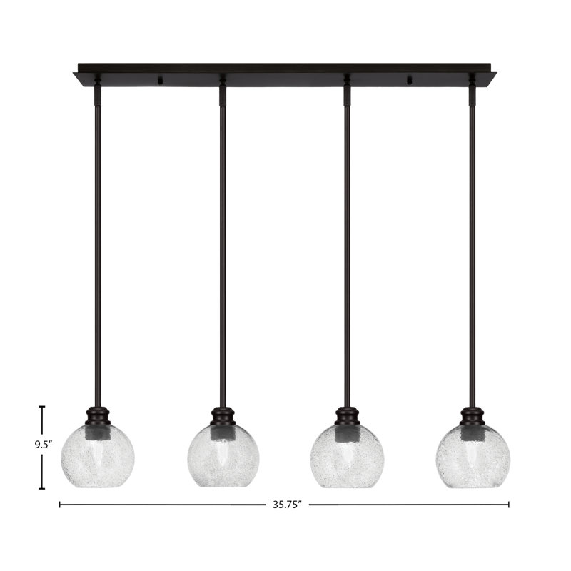 Luminaire suspendu linéaire 4 lumières avec verre 5,75 po Edge, Espresso, Fumée