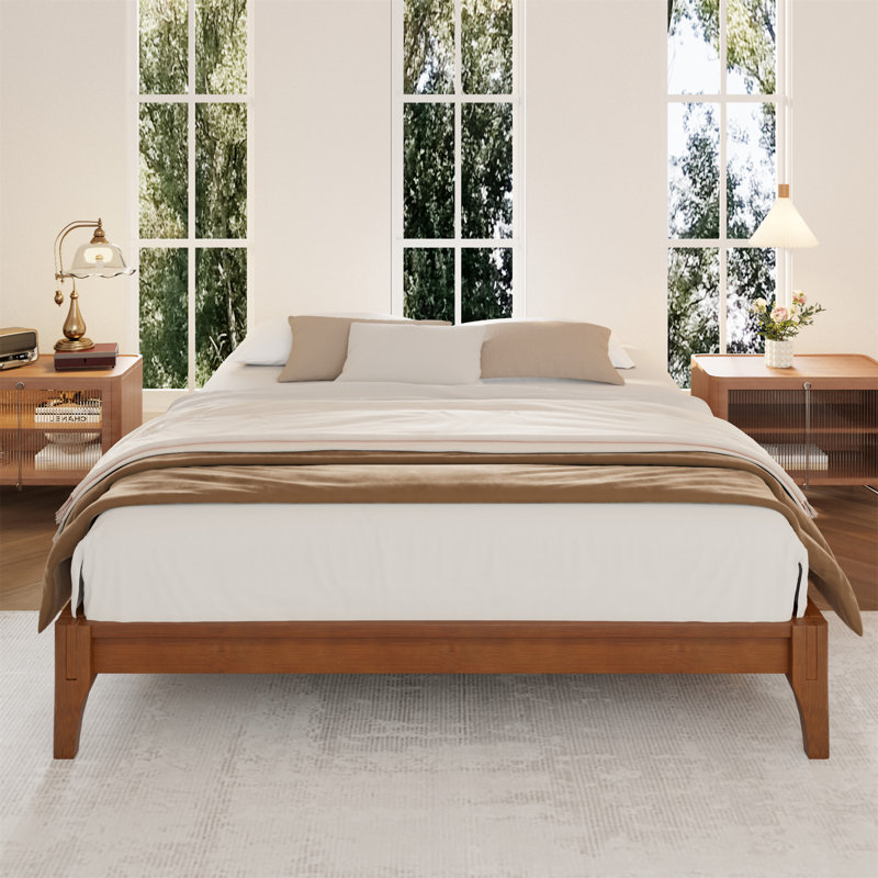 Base de lit plateforme 12 po, Lit double, Brun