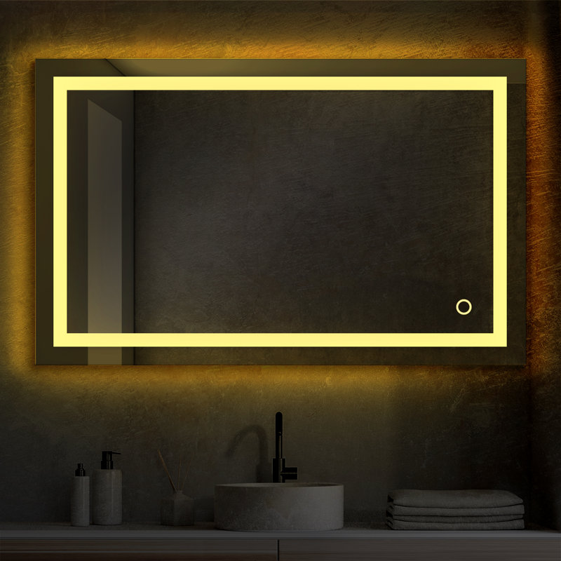 Lyra LED Lighted Bathroom Mirror with Defogger – Wall-Mounted Vanity Mirror with Adjustable Brightness & Color Temperature