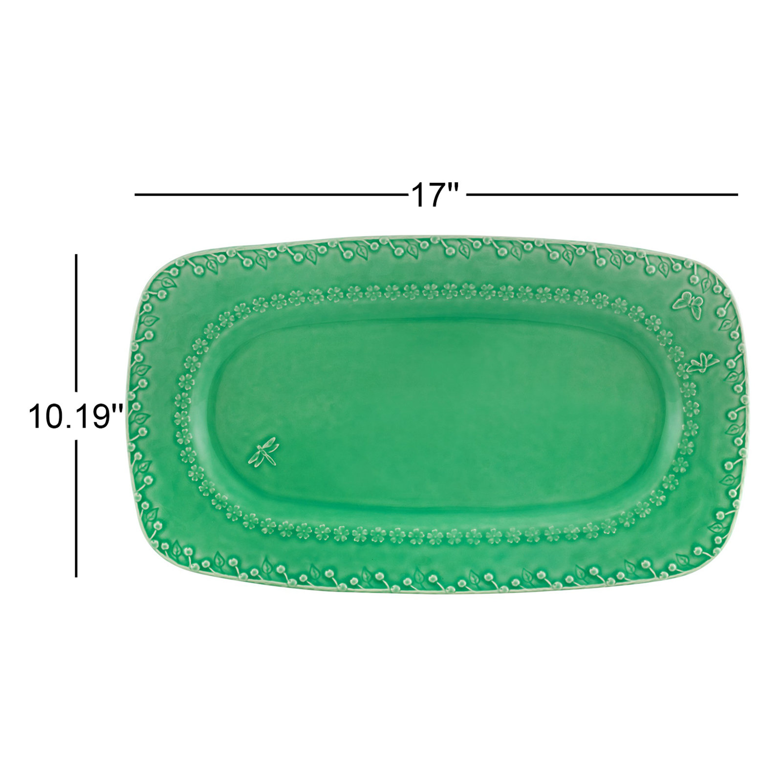 Flora Rectangle Platter, Green