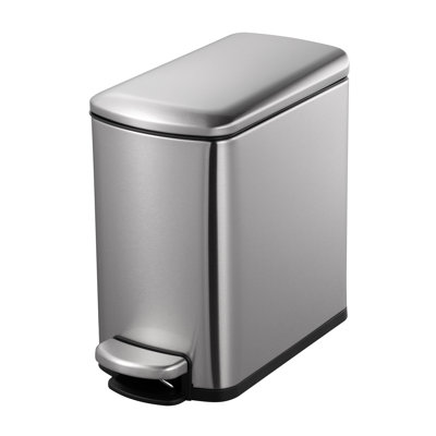 1.6 Gallon / 6L Slim Step Bathroom Trash Can with Soft-Close Lid