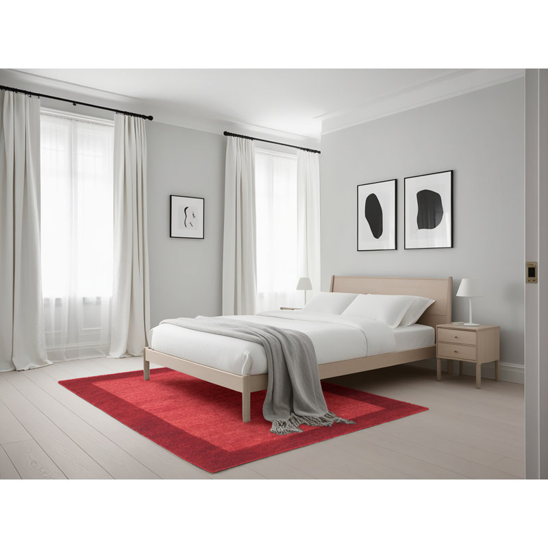 Tapis contemporain rose / rouge, Rectangle 5 pi x 7 pi