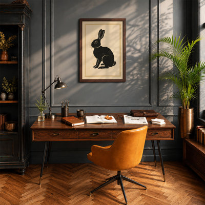 Silhouette Rabbit Vintage - Framed Print