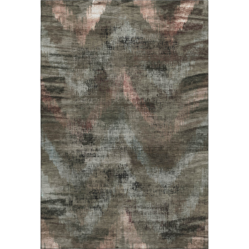 Premium Machine Washable Prisco Brown Rug, Rectangle 3' x 5'