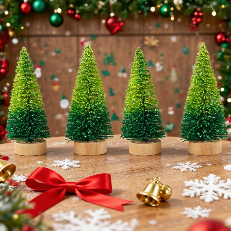 4 pièces mini arbre de Noël, mini décorations de bureau, décorations de Noël, décorations de bureau à domicile, décorations de fête de bureau et de famille, cadeaux de Noël