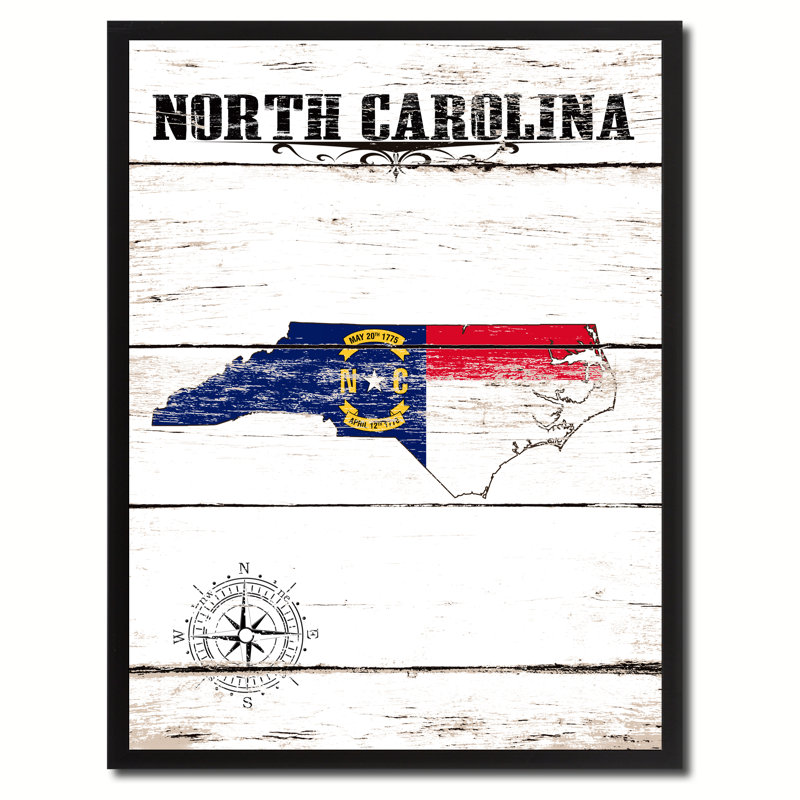 «North Carolina State», drapeau rétro, impression sur cadre, H 9 po x l 7 po