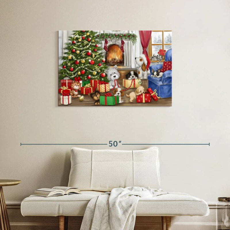 Christmas Dogs And Cats, 24" H x 36" W