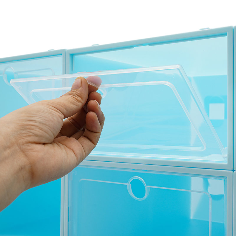 24 Pair Stackable Shoe Storage Box (Set of 24), Blue
