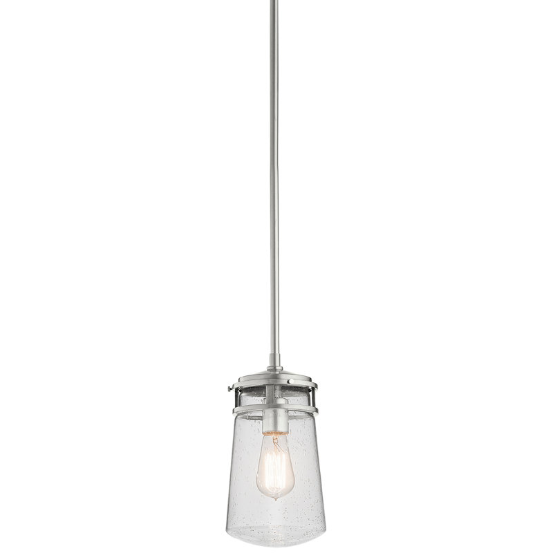 Lovitz 1 - Light Single Pendant, 11.75" H x 6" W x 6" D, Brushed Aluminum