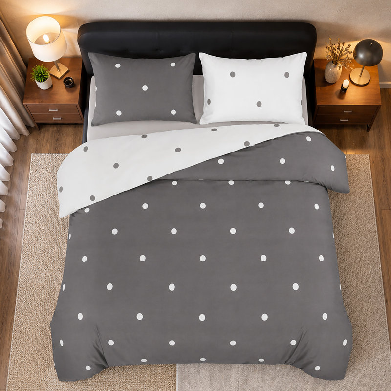 Microfiber Polka Dots Duvet Cover Set, SINGLE