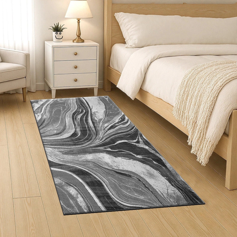 Abstract Flokati, Dark Grey, Rectangle 80 x 150 cm