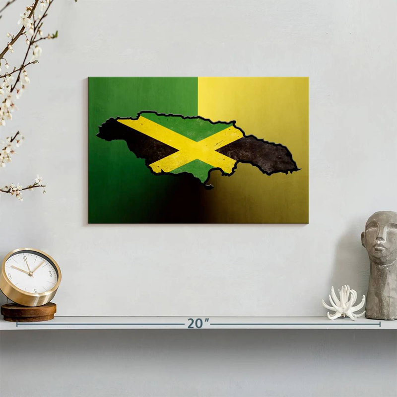 Drapeau de la Jamaïque sur toile, H 8 po x l 12 po x P 1 po