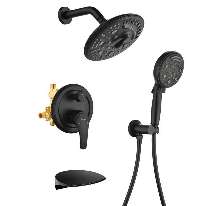 Complete Shower System with Rough in-Valve, Black