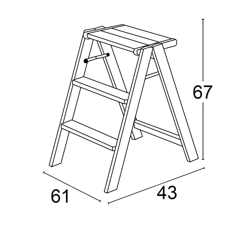 Mignon 2 - Step Wood Folding Small Step Ladder