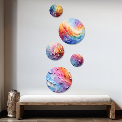 «Rainbow Hue» Harmony - Rainbow Rainbow, ensemble d'art mural rond de 5