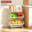 White 3-Tier Rolling Wire Pantry Storage Trolley on Castor Wheels, Stackable Floor Snack Organiser Rack, Fruit & Vegetable Storage Basket Stand for Potatoes, Onions, Dry Food & Pantry Supplies