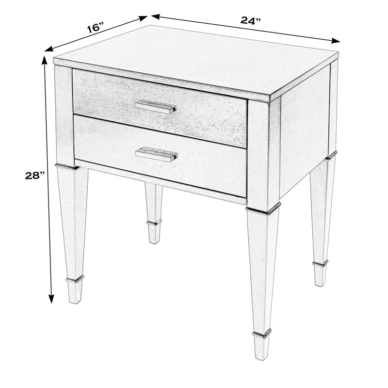 Table de chevet en bois massif Mazekine, Cerise antique