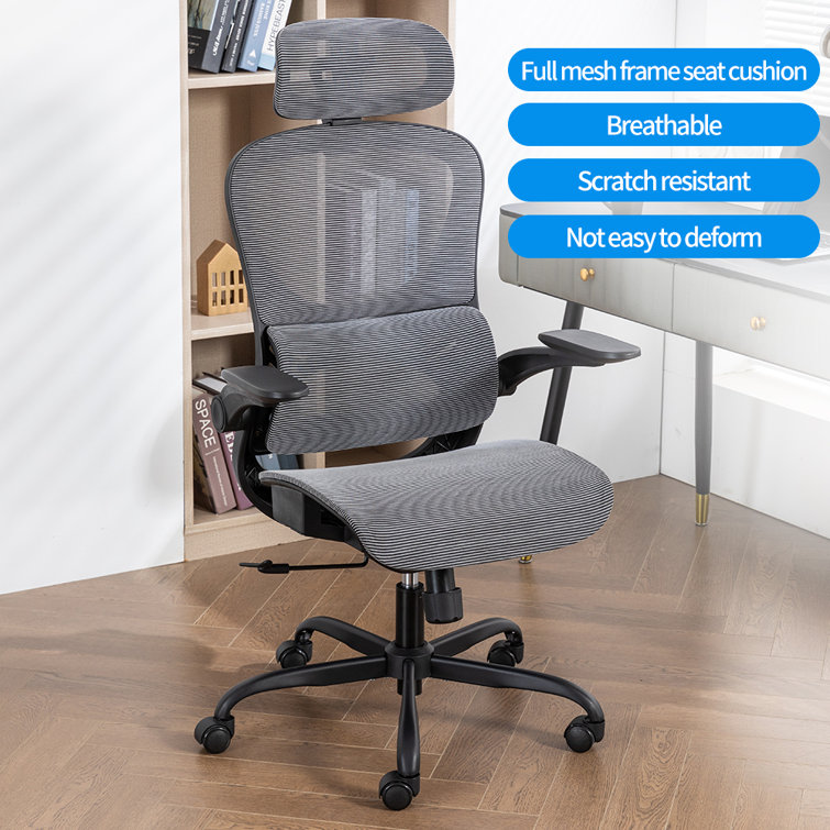 Ergonomic Office Chair With Foot Rest, Lumbar Support With Flip-Up