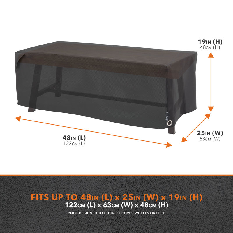 Black Heavy Duty Waterproof Patio Fire Pit Cover, 48" x 25" x 18"