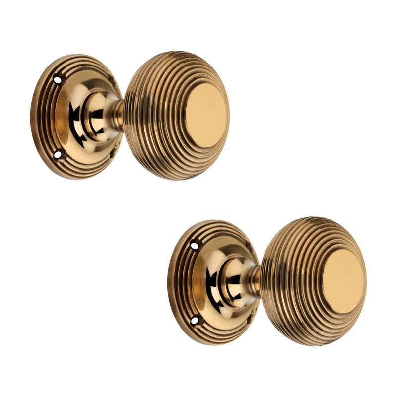 Beehive Door Knob 55mm Aged Brass