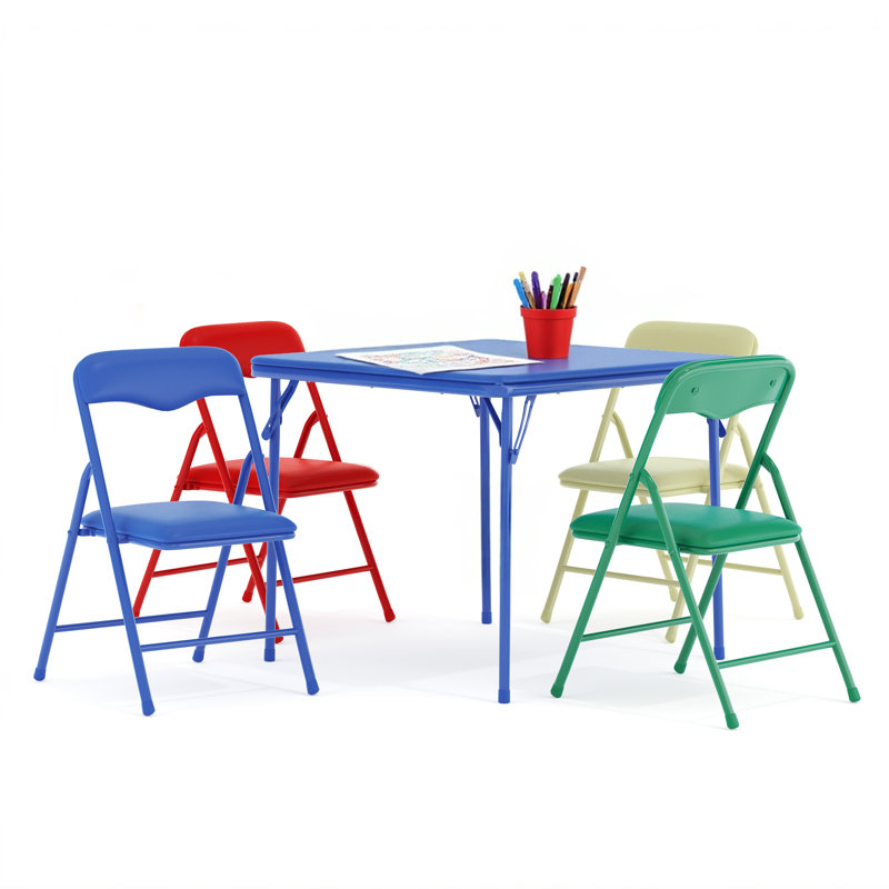 Kids Colorful 5 Piece Folding Table and Chair Set, Multi