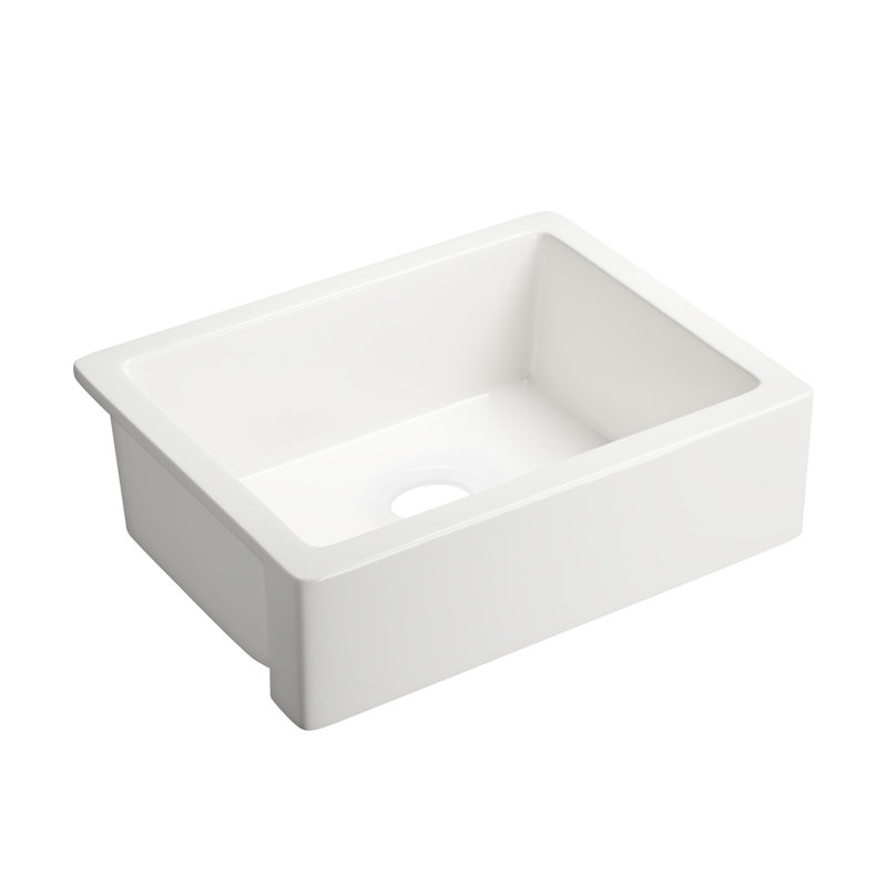 19'' L Single Bowl Fireclay Kitchen Sink, 8" H x 24" W x 19" D