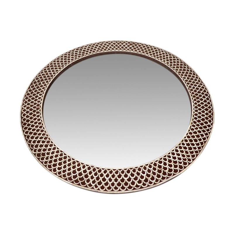 Bone Flat Wall Mirror, 38" x 38", Gold