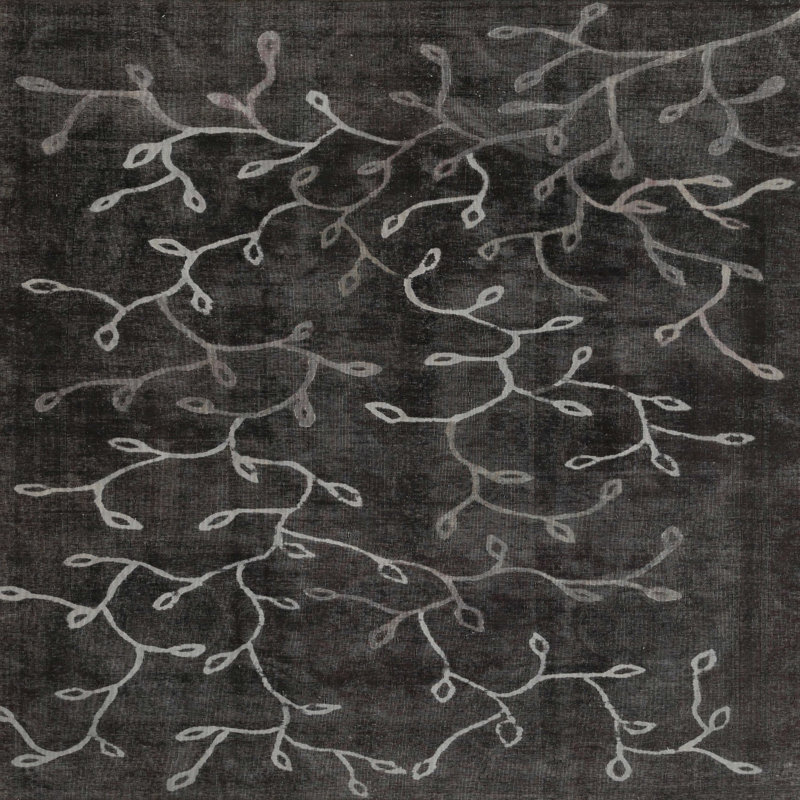 Tapis contemporain gris / noir, Carré 8 pi