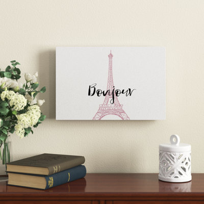 Bonjour, tour rose - reproduction d'art textuel sur toile tendue
