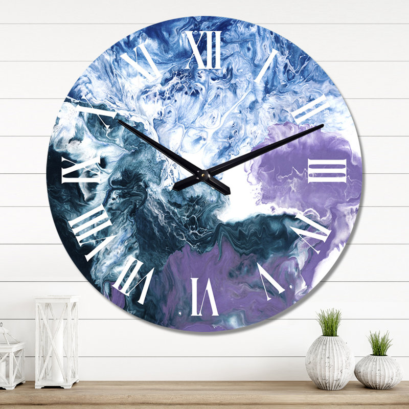 Horloge murale moderne bleu et violet, Grand
