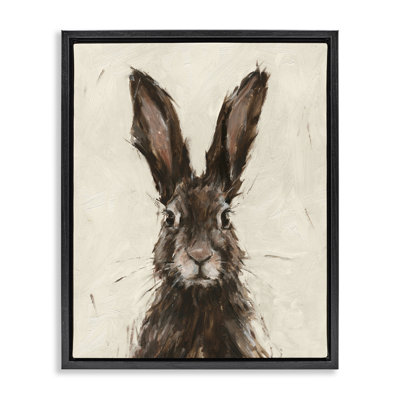 Brown European Rabbit Hare Portrait Painting by Ethan Harper - Floater Frame Painting on Canvas