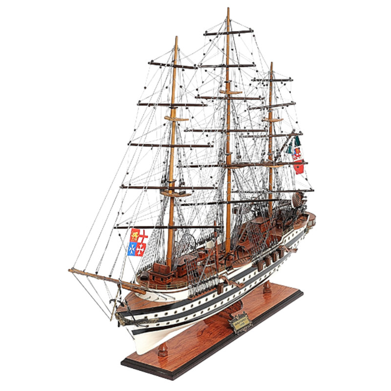 Bateau décoratif 32 "peint en noir et blanc Amerigo Vespucci