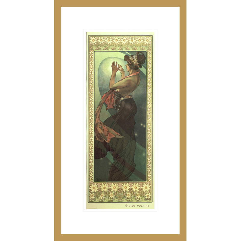 La lune et les étoiles: Étude pour «The Pole Star» (1902) par Alphonse Mucha, impression giclée encadrée