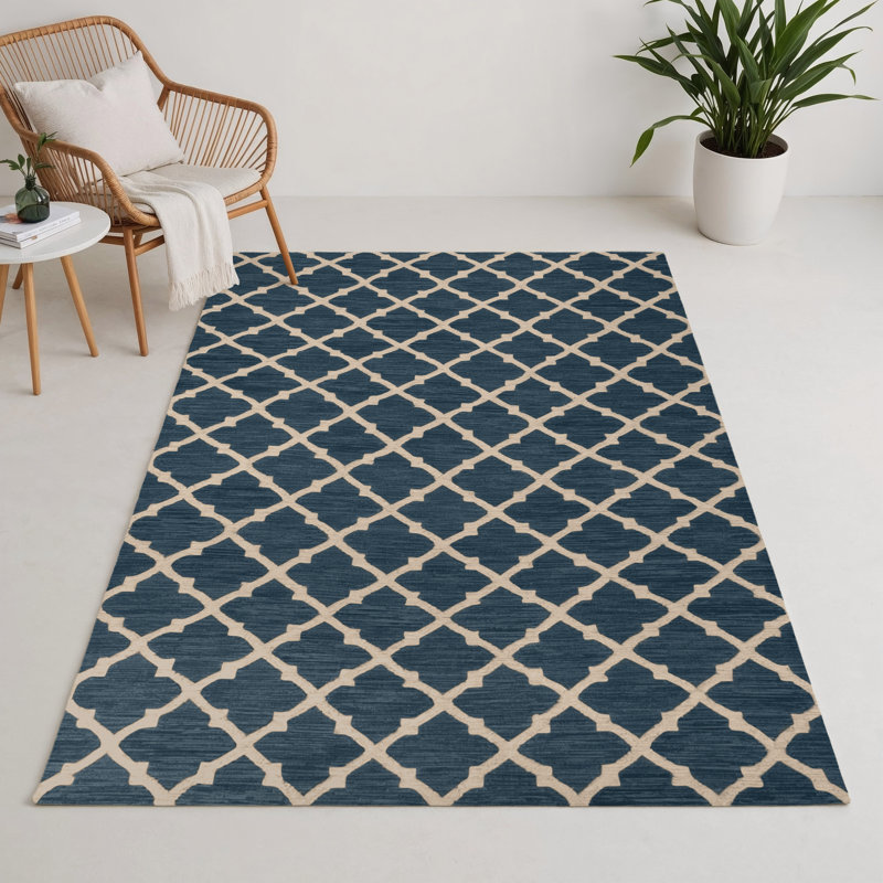 Tapis bleu intérieur et extérieur Trellis, Rectangle 5 pi x 7 pi